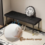 47*16 Inch Multifunctional Black Shoe Bench - Faux PU Cushion, Sturdy Metal Legs With Gold W1512P355040