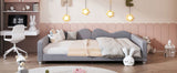 Full size Upholstered Daybed, Sherpa Fabric Sofabed with Cloud-Shaped Backrest, No Box-spring N733P234605E