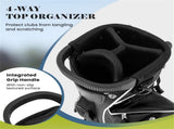 Black Golf Stand Bag 3-Way Dividers Polyester Lightweight with 4 Zipper Pockets for Travel 51325262