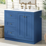 36inch Bathroom Vanity with Ceramic Sink, Bathroom Storage Cabinet with 2 Drawers& Shelf, Solid Wood N710P197024C