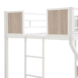 Twin Over FULL Metal Bunk Bed with Trundle 2 - Side Ladder and Full-Length Guardrail, No Box Spring W311133416