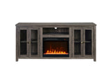 Ellington 70"W Gray Walnut Finish Fireplace TV Stand Console with Heater, LED Light, Cabinets, B061P352459