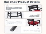 Modern Outdoor 2-Piece Swivel Bar Chairs Aluminum Frame with Ember Black, 360&deg Swivel, Ergonomic 72646110