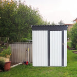 ZUN XWT016 Garden Metal Storage Lifter Shed Gray White 5x3x6ft outdoor storing tools Rainproof Hinge W1711P154710