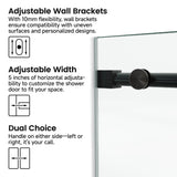 60*79"Fixed & Sliding Shower Door, Round Tube Hardware, Clear Glass Shower Door, 3/8 SGCC T3177P320604