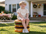 12.6" Sculptures Garden Statues, Double Burger Stool Garden Statue, Magnesium Oxide Stone Composite W6572P574573