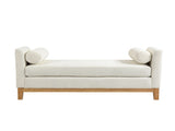 54.3"W Elegant Upholstered Bench, Ottoman with Wood Legs & 2 Bolster Pillows for End of Bed, W3188P410646