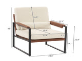Single Iron Frame Chair Soft Cover Beige Brown Honeycomb Leather Armrest Frame Indoor Leisure Chair 76471103