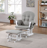 Mason Glider and Ottoman White Wood and Oyster Fabric B022P174719