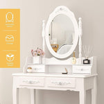 ZUN Vanity Table Set with 4 Drawer, Makeup Dressing Table w/Cushioned Stool, Girls Women Bedroom W2837P197800