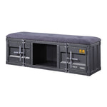 ZUN Grey and Gunmetal Storage Bench B062P189168