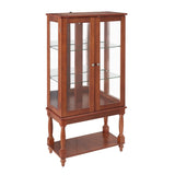 Curio Cabinet Lighted Curio Diapaly Cabinet with Open Storage Space,Solid Wood Legs and adjustable W1693P216941
