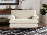 Alana 38" Lawson Accent Arm Chair Metal Casters, Sky Neutral Beige Polyester B2719P238304