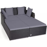 Gray Outdoor Rattan Daybed with Upholstered Cushions 69162762