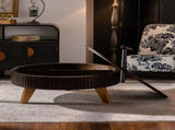 39.37" Retro Round Coffee Table with Storage Space, Suitable for Living Room and Office, Brown W757P379484