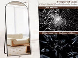 58"x19" Arched Full Length Mirror with Aluminum Alloy Frame Freestanding Floor Dressing Mirror, 99221356