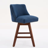 Counter Height Swivel Barstools, 26'' H Seat Height Upholstered Bar Stools Set of 2, Fabric in Blue W1143P237897