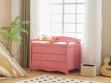 Pink painted MDF wood, three-drawer children's bed, 90.5*58*92cm, with safety belt and changing 87456893