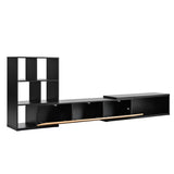 ZUN ON-TREND 74.8''-126'' Extendable TV Stand with 3 Tier Bookshelves for TVs up to 110'', Adjustable WF531669AAB