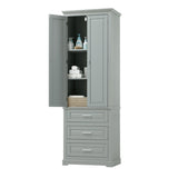 ZUN Tall Storage Cabinet with Three Drawers for Bathroom/Office, Grey WF299282AAE