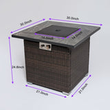 30inch Outdoor Fire Table Propane Gas Fire Pit Table with Lid Gas Fire Pit Table with Glass Rocks W85343034