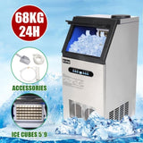 ZUN ZK-150 120V 245W 150lbs/68kg/24h Ice Maker Stainless Steel Transparent Frosted Lid/Display/5*9 17369097