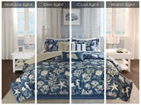 7 Piece Cotton Sateen Comforter Set Blue Queen B03597054