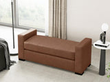 Stylish and Durable Brown Faux Leather Ottoman N769P426918D