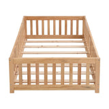 full Size Floor Bed with Door,Solid Wood Platform Bed Frame with Fence,Suitable for children,Pine W495123239