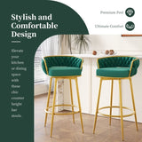 Swivel Counter Height Bar Stools Set of 2, 31.5" Bar Height Stools with Hand-Woven Backrest & Gold N762P216979F