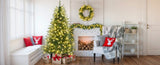 6FT Pre-Lit Aspen Fir Artificial Christmas Tree with Wreath & Garland,Grass Green Xmas Tree with 380 N704P198430F