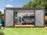 4 x 9 FT Outdoor Storage Shed, Metal Garden Shed Tool House with Sloping Roof,6 vents and 2 Swing W3213P317947