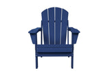 Folding Adirondack Chair with Side Table, 3-Piece Adirondack Chair Set with Wood Texture, Navy W2103P254615