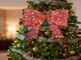 Pre-lit Outdoor Giant Bowknot Christmas Decoration, Lighted Metal Frame with 124 Warm White LED 60315865