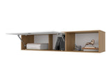 Natural Oak and White Wall-Mounted Cabinet with Lift-Up Door B062P290295