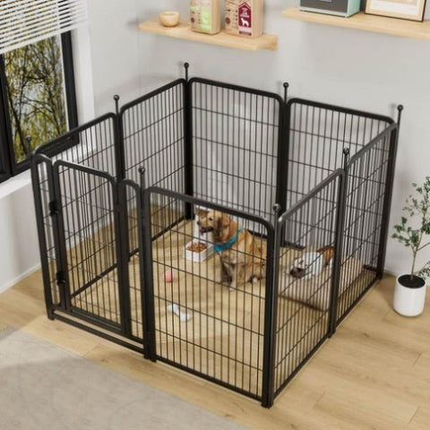 ZUN Dog Playpen 8 Panels 40" Height Heavy Duty Dog Fence Puppy Pen for Large Medium Small Dogs Indoor W368P233995