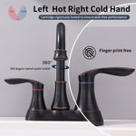 ZUN 2-Handle 4-Inch Oil Rubbed Bronze Bathroom Faucet, Bathroom Vanity Sink Faucets with Pop-up Drain 94310514