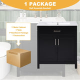 ZUN 30-Inch Bathroom Vanity with Ceramic Sink and Ample Storage - The Perfect Choice for Small Bathrooms WF530809AAB