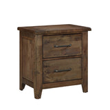 Classic Transitional Design Nightstand Burnished Finish Solid Rubberwood Bedroom Side Table Rustic B01146196