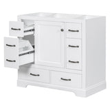 ZUN 36" Bathroom Vanity without Sink, Cabinet Base Only, Six Drawers, Multi-Functional Drawer Divider, WF307973AAK