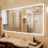 ZUN 72X36 Frame LED Bathroom Mirror with Bluetooth Speaker, Stepless Dimmable Wall Mirrors with W1550126901