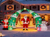 15FT Lighted Christmas Inflatable Archway, Inflatable Christmas Tree Arch with Santa and Snowman, 71142763
