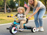 Toddler Tricycle with Rainbow LED Wheels, Foldable 3-in-1 Balance Bike with Carbon Steel Frame, 53048540
