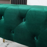 ZUN Sira Velvet Button Tufted Bench with Gold Metal Legs, Green T2574P164598