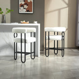 ZUN House Hold Bar Set of 2, Modern Bar Stool with Back, Black Metal Frames, Upholstered Bar W1588P194939