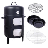 17 Inch Steel Charcoal Smoker, Heavy Duty Round BBQ Grill for Outdoor Cooking, Black W465P216801