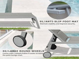 Outdoor Patio Chaise Lounge Set of 3, Aluminum Pool Lounge Chairs with Side Table and Wheels, W1859P172270