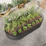 ZUN Raised Garden Bed Outdoor, Oval Large Metal Raised Planter Bed for for Plants, Vegetables, and 18109543