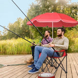 Portable Outdoor 2-Seat Folding Chair with Removable Sun Umbrella Red 76868588