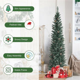 6FT Green Artificial Christmas Tree - 267 Lush Tips, 31 Realistic Pine Cones, Foldable Metal Stand 83189893